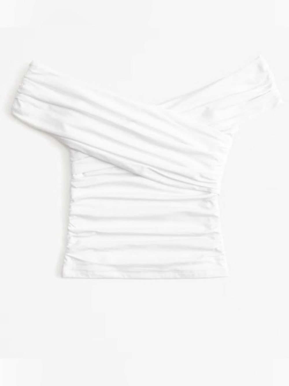 Abercrombie & Fitch A&F Modal-Blend Collection White Ruched Off Shoulder Top XL